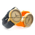 Montre en bambou avec bracelet en cuir